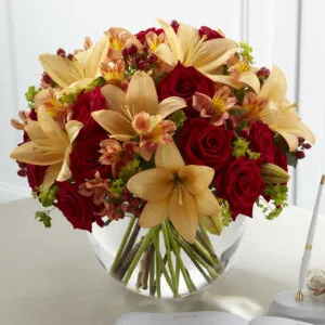 Rose and Lily Sunset Arrangement