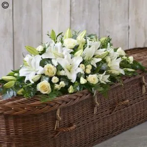 Lily and Rose Casket Spray - White