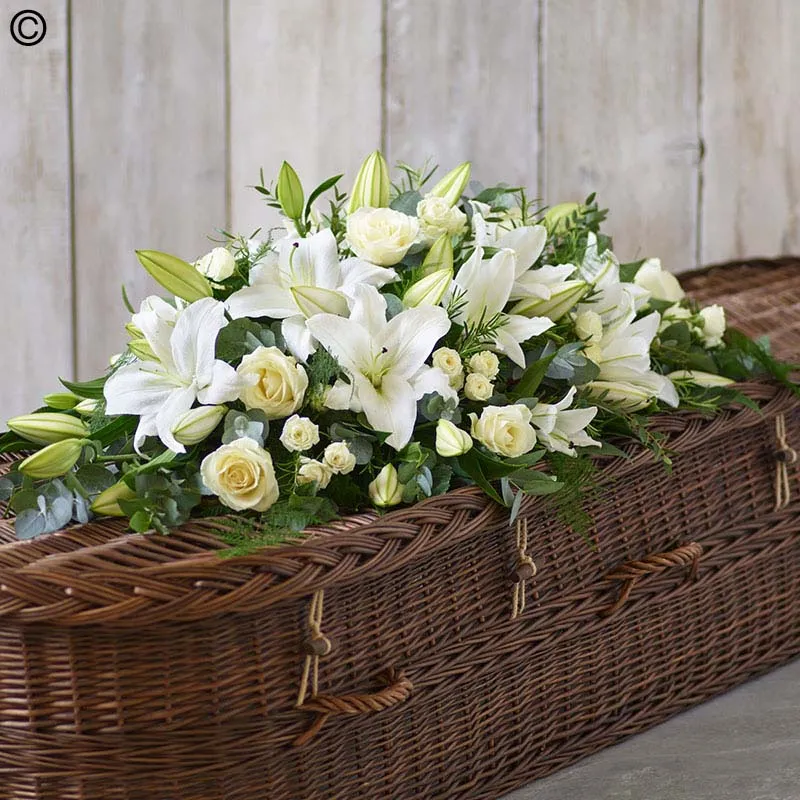 Lily and Rose Casket Spray - White