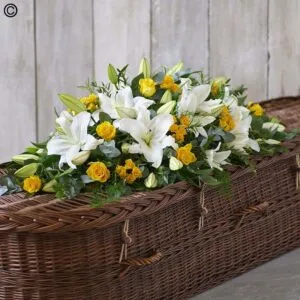 Lily and Rose Casket Spray - Yellow